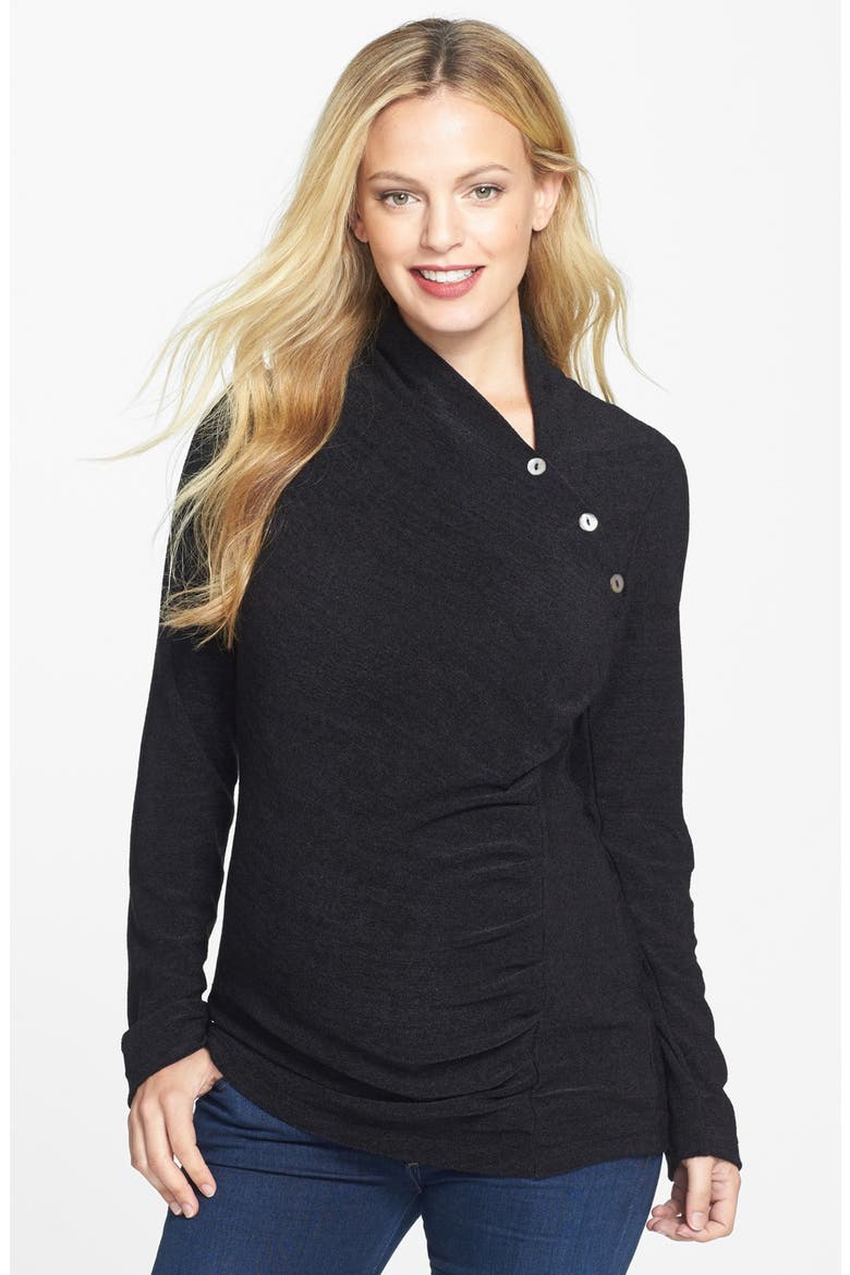 Asymmetrical Maternity Top, Main, color, BLACK