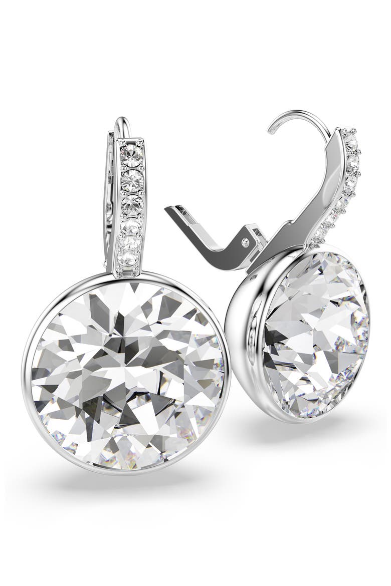 Millenia Round Crystal Drop Earrings, Alternate, color, RHODIUM