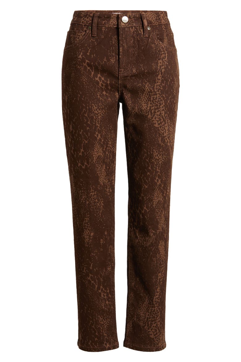 Snakeskin Print Ankle Skinny Jeans, Alternate, color, BROWN