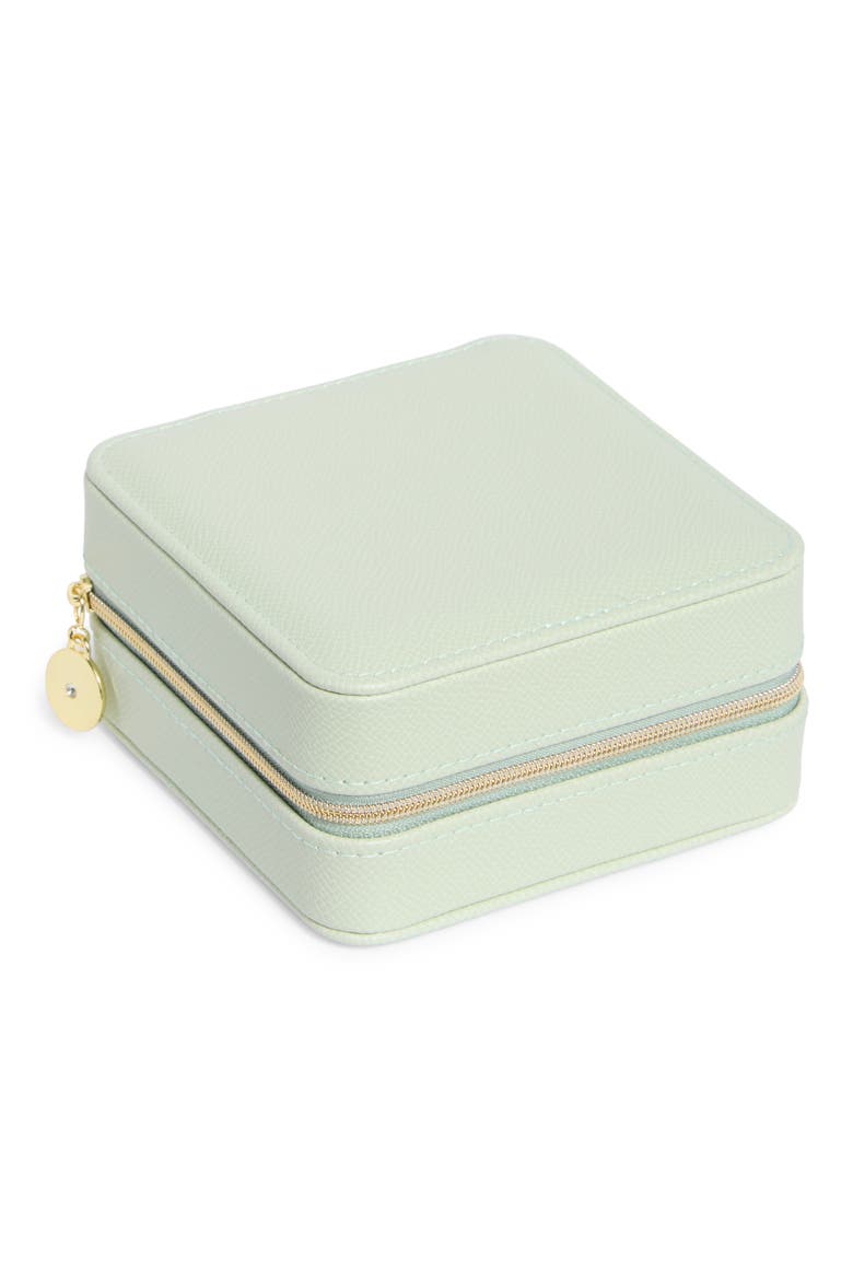 Square Zip Jewelry Box, Main, color, SAGE GREEN