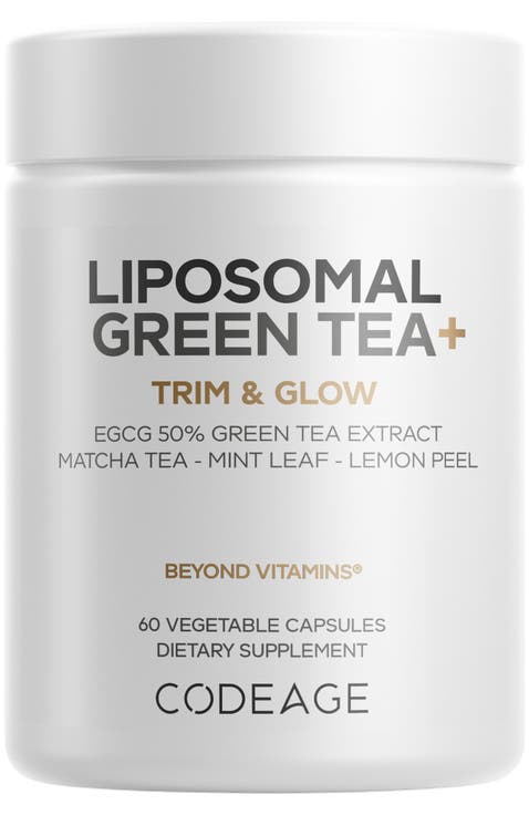 Liposomal Green Tea+ EGCG 50% Green Tea Extract, Organic Matcha Green Tea Powder, Peppermint Leaf, Lemon Peel, Liposomal Delivery - Vegan Green Tea Pils Supplement - Non-GMO