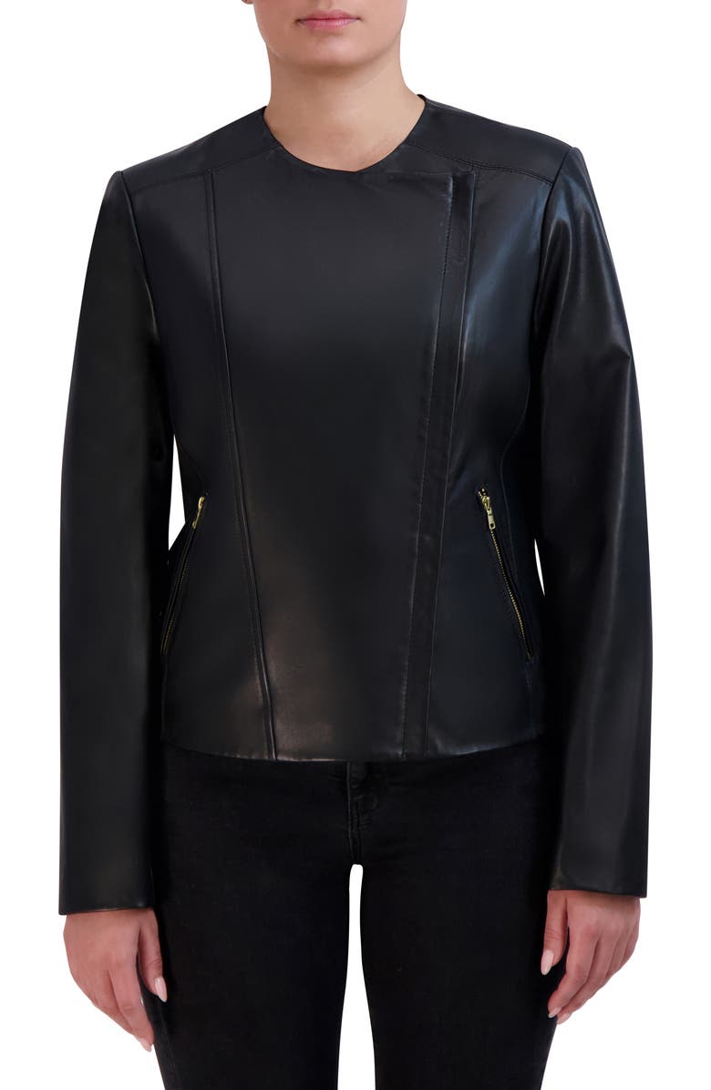 Cole Haan Asymmetric Leather Jacket, Main, color,