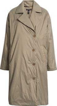 Eileen Fisher High Collar Padded Longline Coat