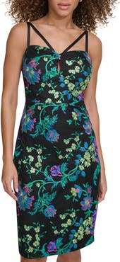 Siena Floral Embroidered Mesh Sheath Dress