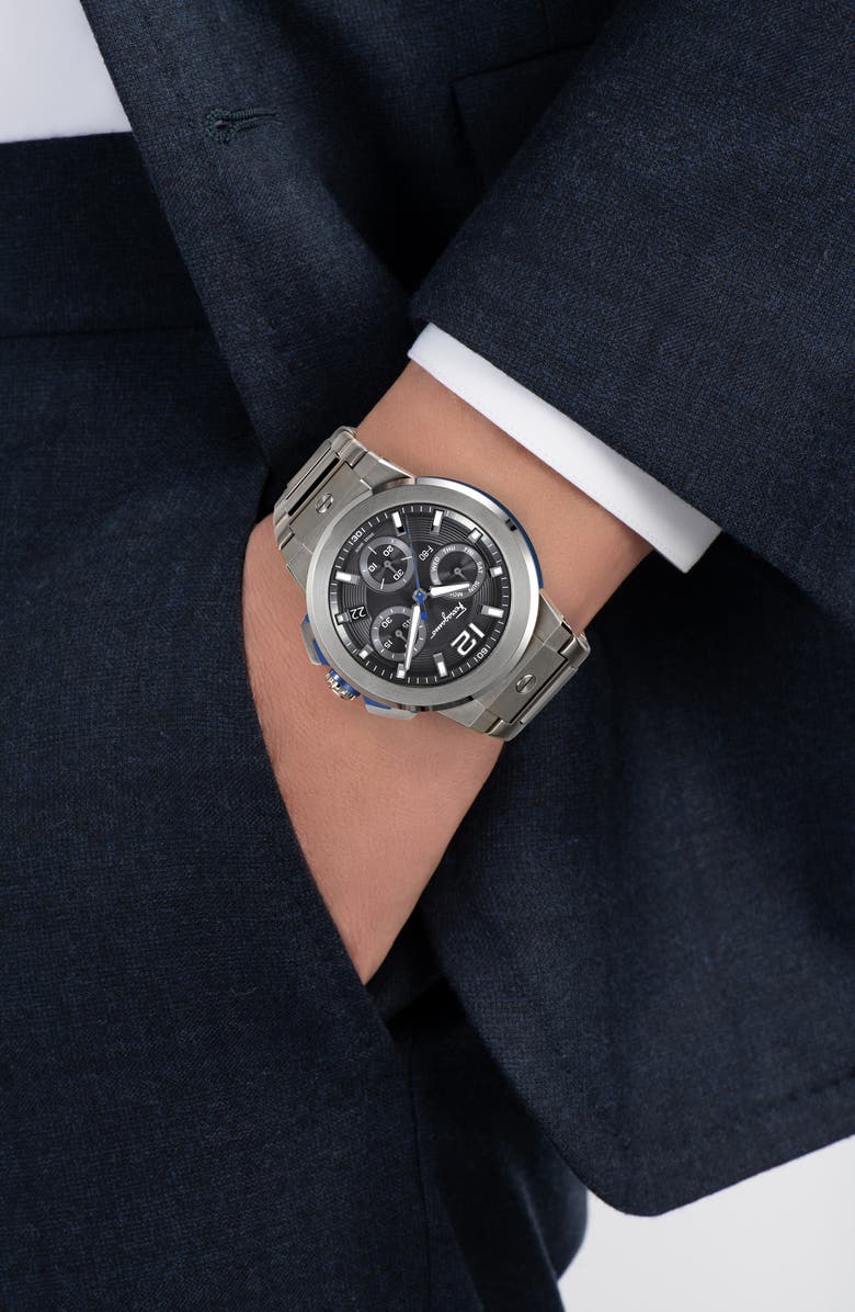 FERRAGAMO F-80 Titanium Tech Chronograph Bracelet Watch, 44mm, Alternate, color,