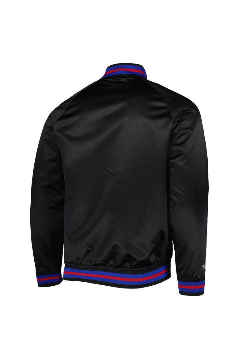 Men's Mitchell & Ness Black Chicago Cubs Satin Raglan Full-Snap Varsity Jacket, Alternate, color, Black