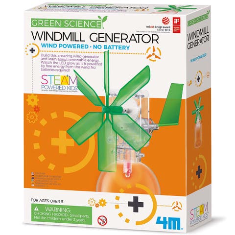 Green Science, Windmill Generator, DIY Mini Air Powered Turbine Kit, Kids 5+