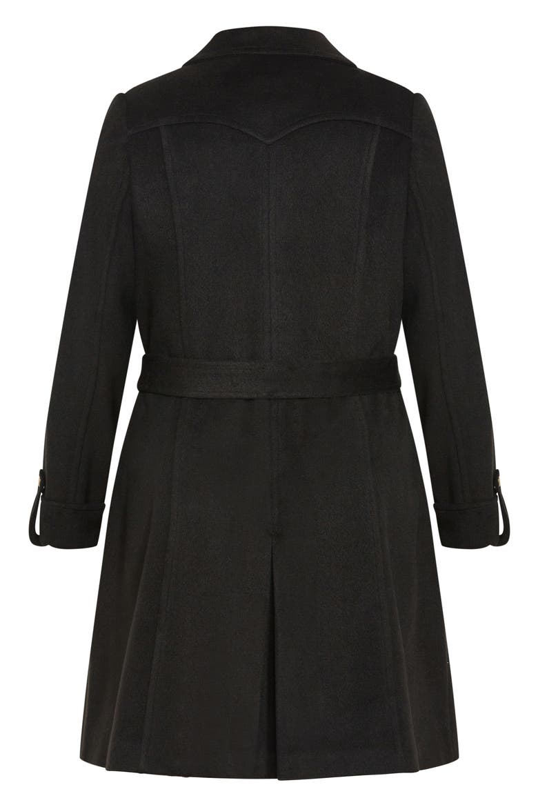 Maggie Belted Double Breasted Coat, Alternate, color, BLACK