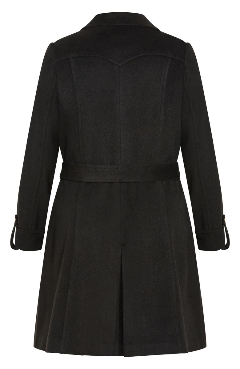 City Chic Maggie Belted Double Breasted Coat, Alternate, color, Black