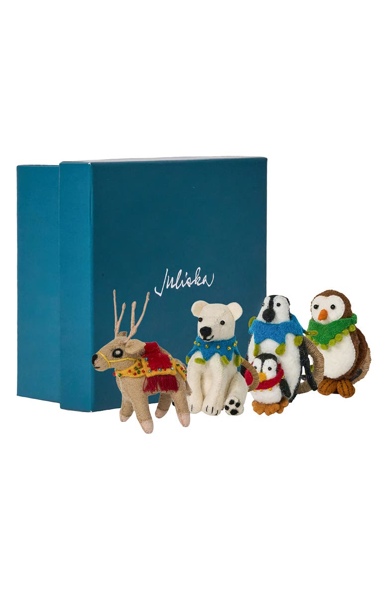 Juliska Berry & Thread North Pole Set of 4 Napkin Rings, Alternate, color, Beige Multi