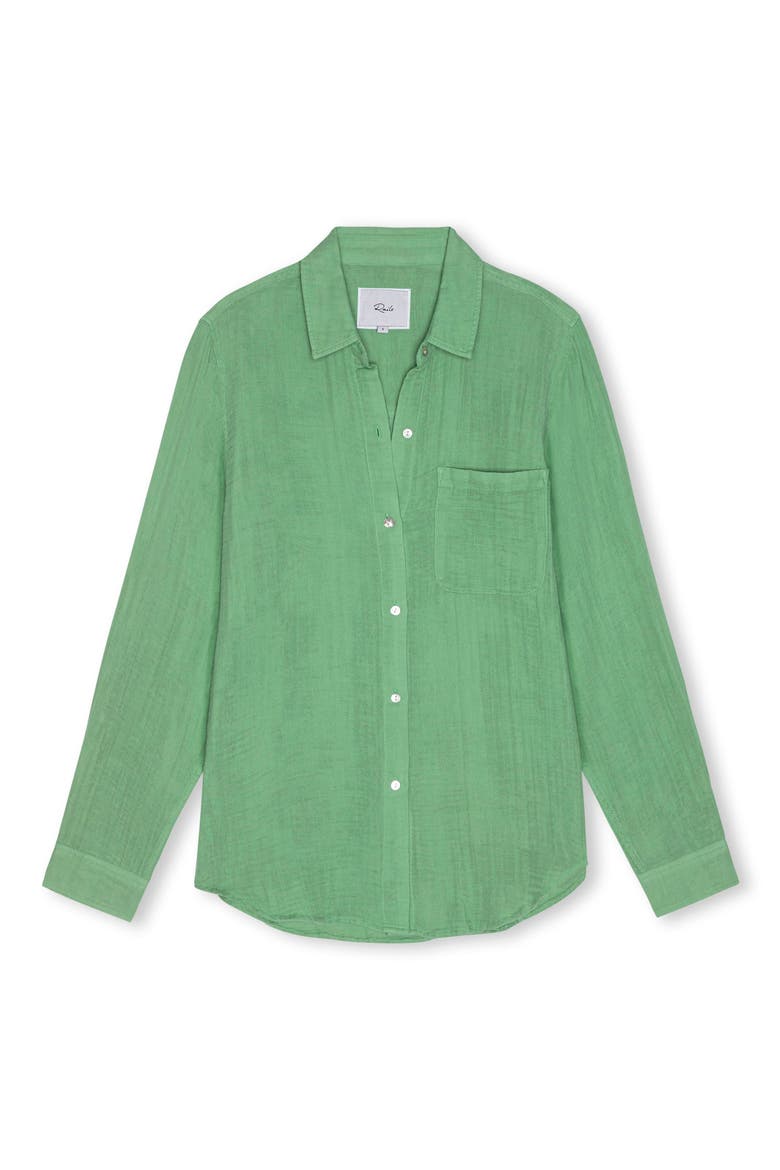 Ellis Organic Cotton Gauze Button-Up Shirt, Alternate, color, CLOVER