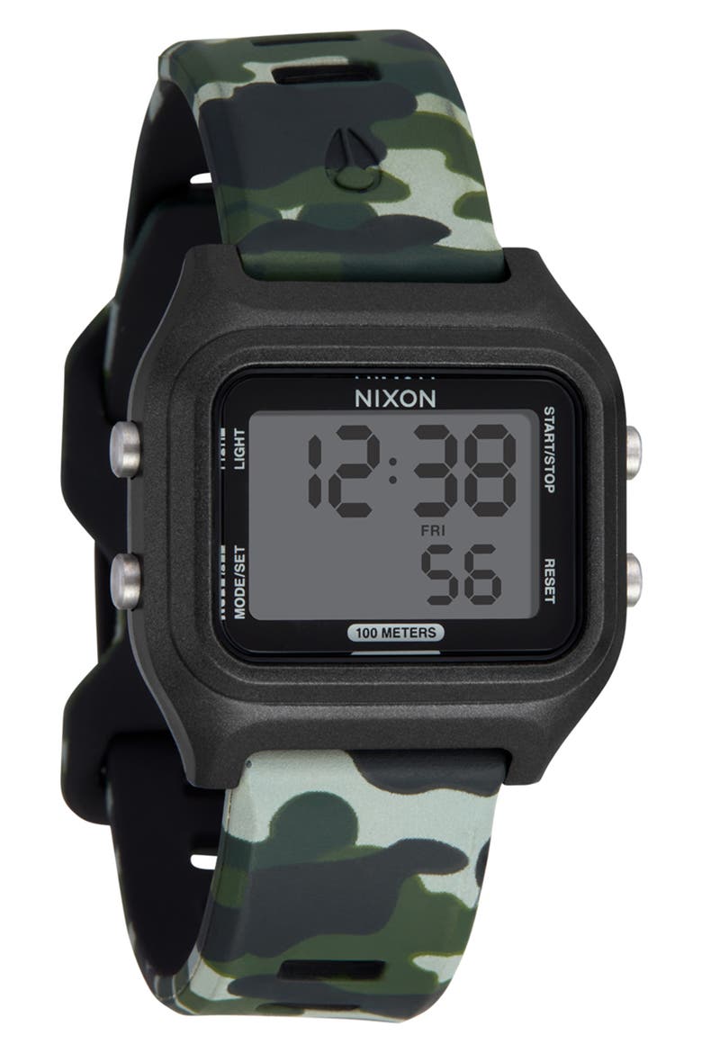 The Ripper Silicone Strap Digital Watch, 36.5mm, Alternate, color, BLACK / CAMO
