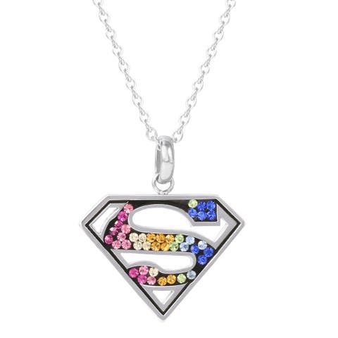 Superman Stainless Steel Women's Necklace, 18"
