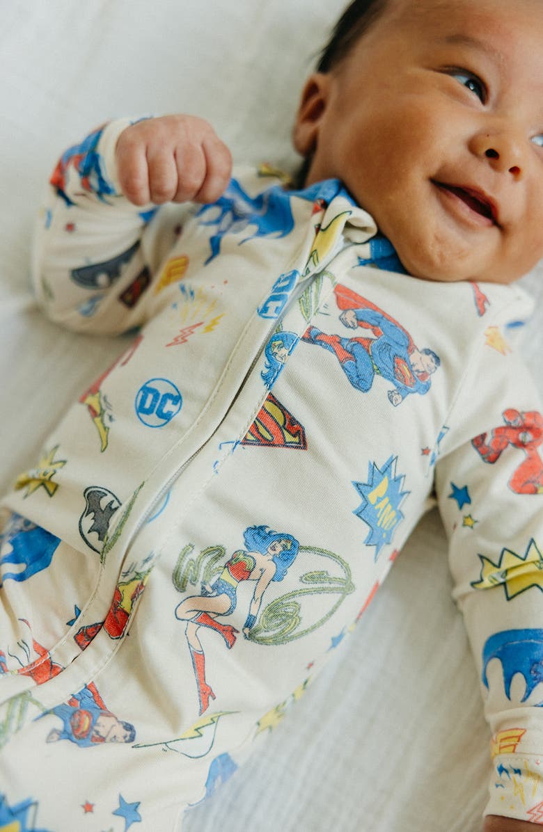 Copper Pearl Justice League Fitted One-Piece Pajamas, Alternate, color, Light Beige