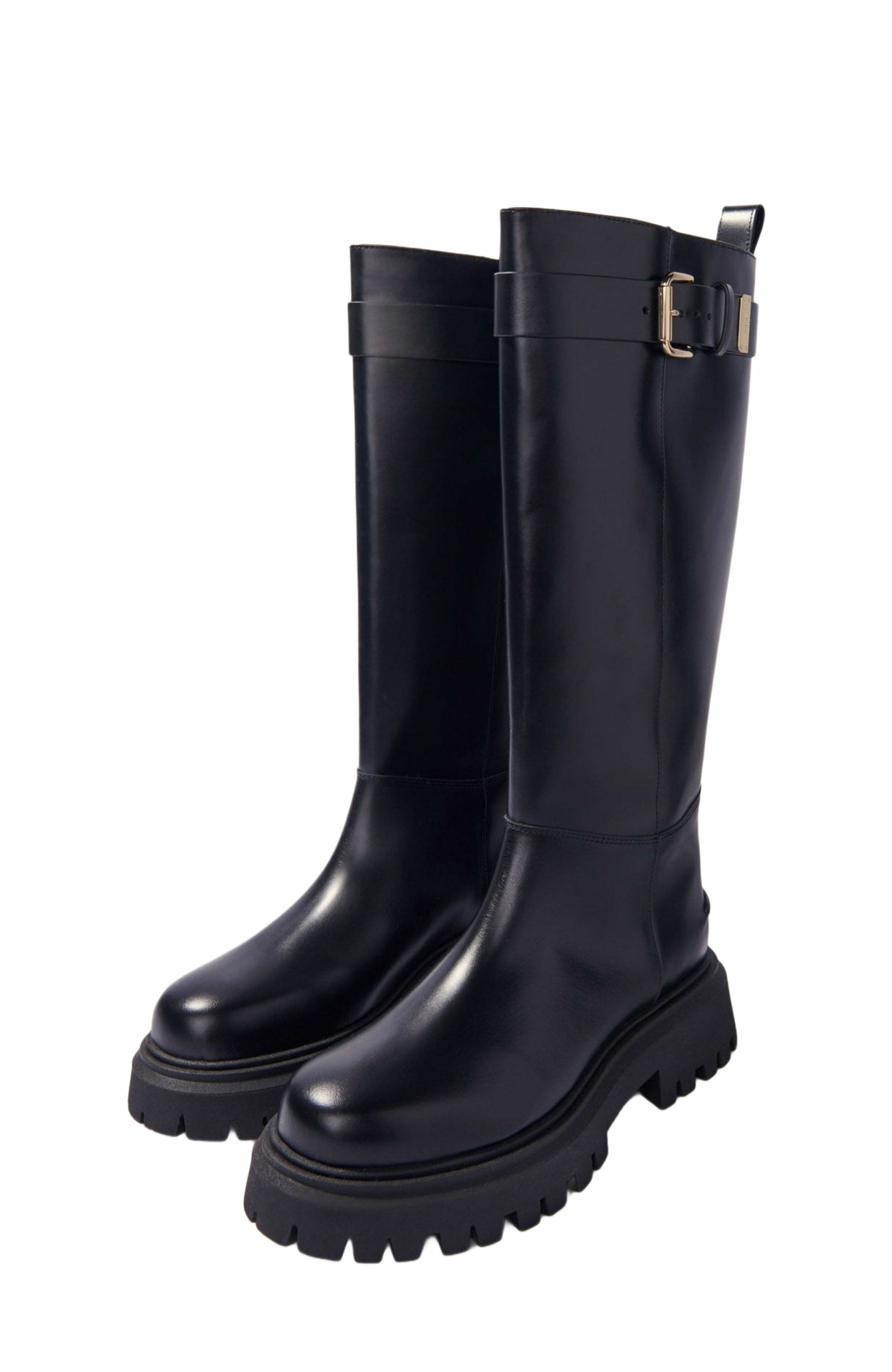 maje Buckled leather boots, Alternate, color, 