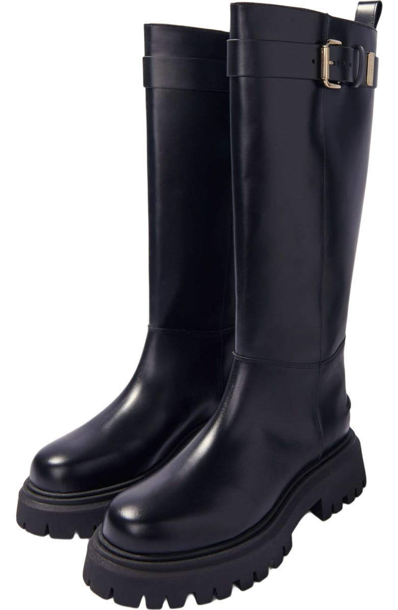 maje Buckled leather boots, Alternate, color,