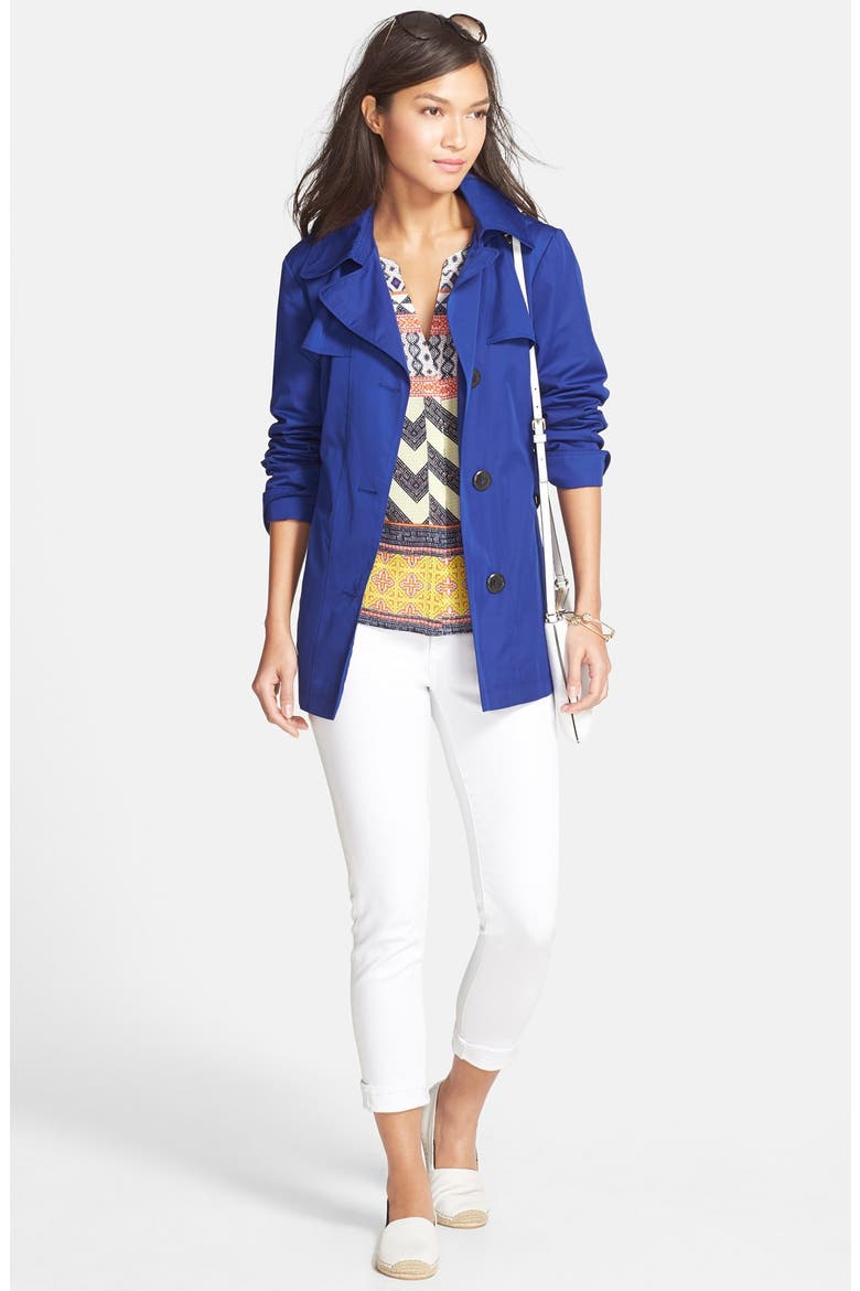 Cotton Blend Short Trench Coat, Alternate, color, ULTRAMARINE