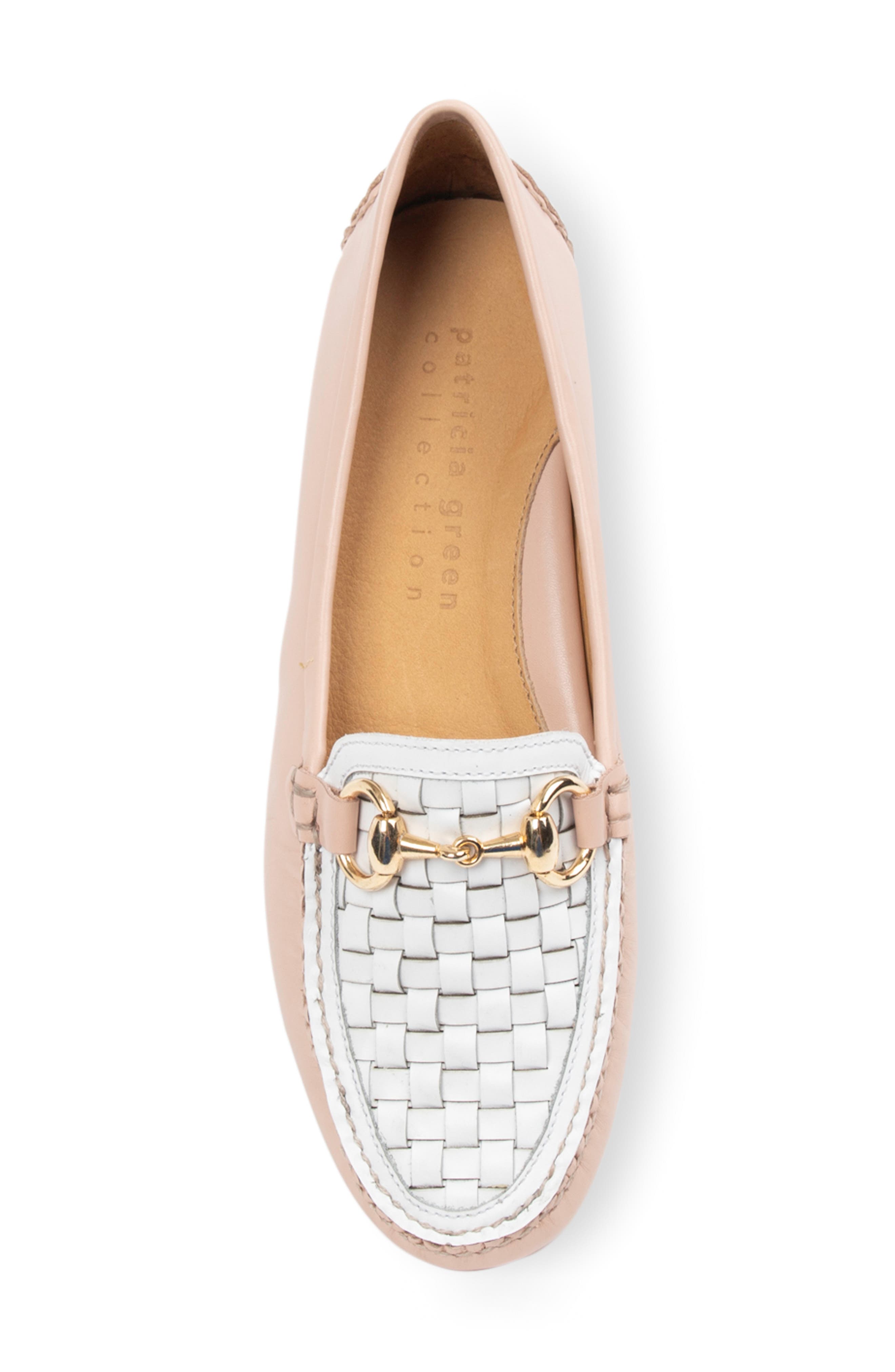 patricia green Kim Horsebit Woven Loafer, Alternate, color, Blush/ White Leather