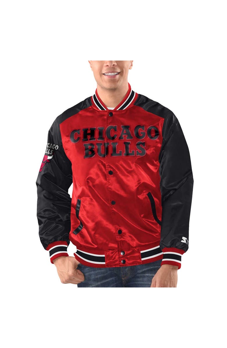 STARTER Men's Starter Red/Black Chicago Bulls Renegade Satin Full-Snap Varsity Jacket, Alternate, color, Red