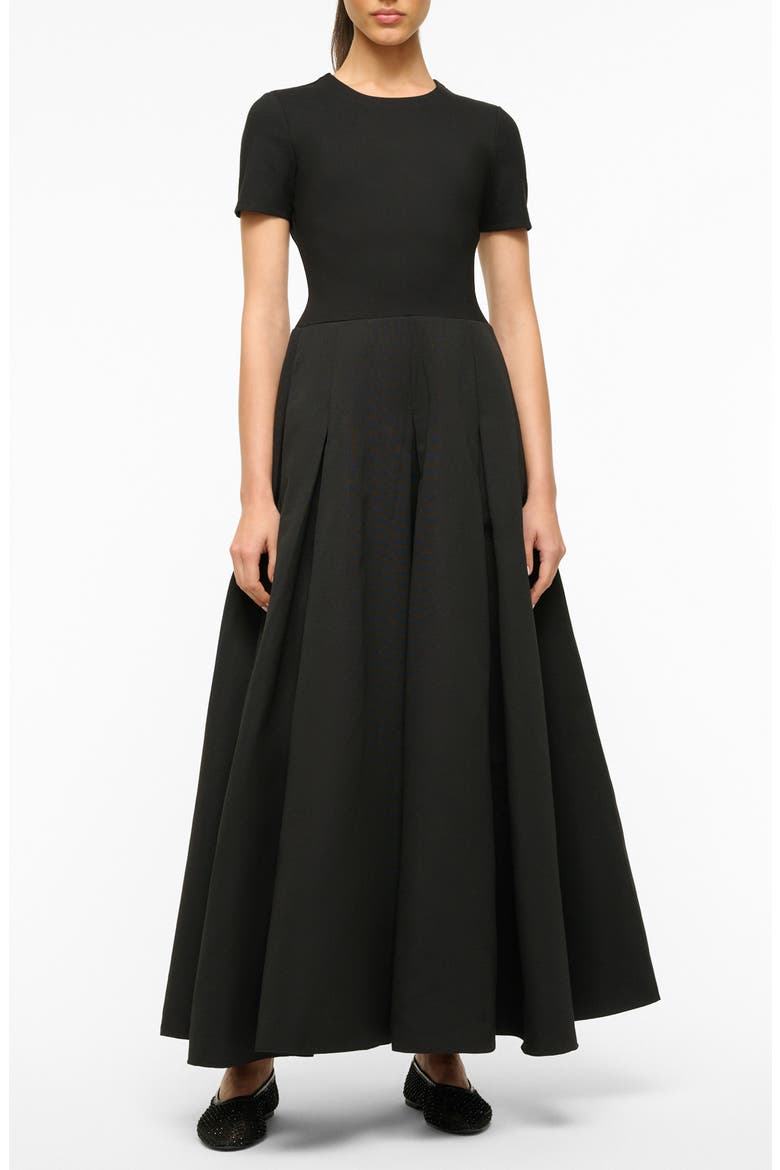 Hopper Mixed Media Gown, Main, color, BLACK