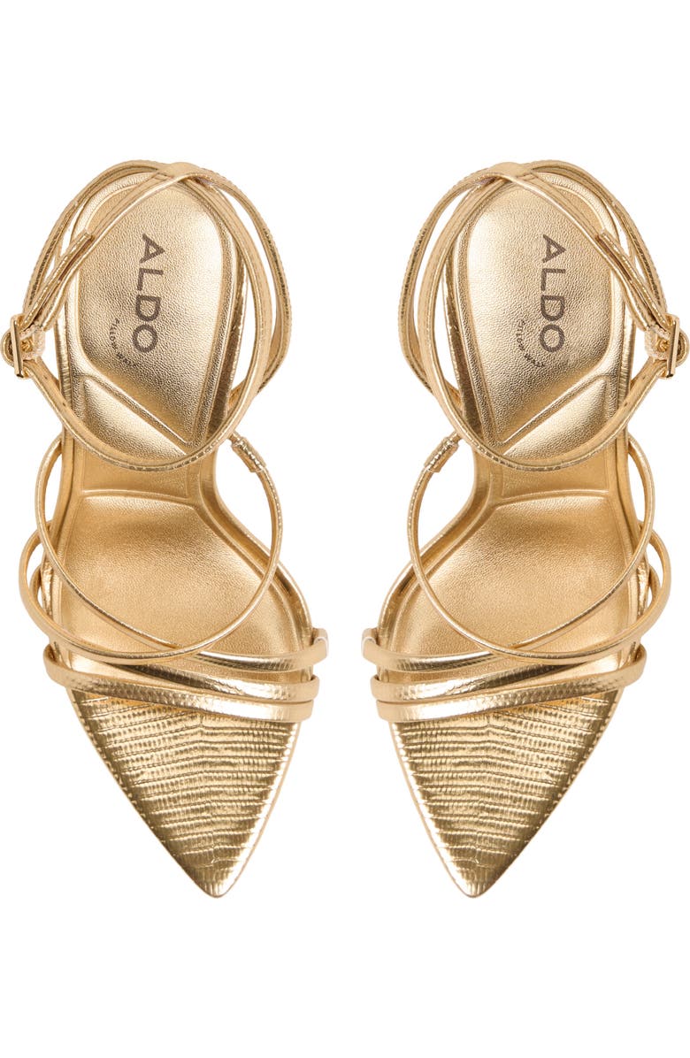 ALDO Solania Ankle Strap Pointed Toe Sandal, Alternate, color, Gold