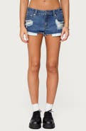 EDIKTED Devin Low Rise Micro Denim Cutoff Shorts