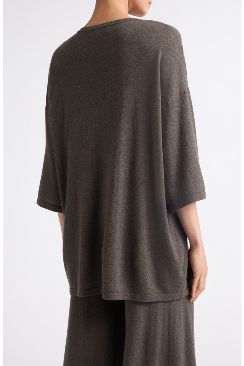 Agnette Oversize Cotton & Cashmere Sweater, Alternate, color, DEEP WALNUT