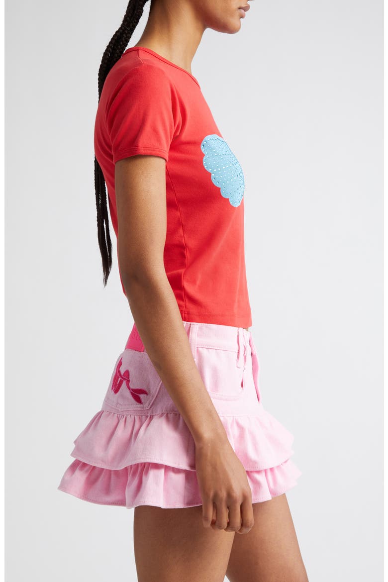 x Disney 'The Little Mermaid' Rhinestone Seashell Cotton Baby Tee (Nordstrom Exclusive), Alternate, color, RED