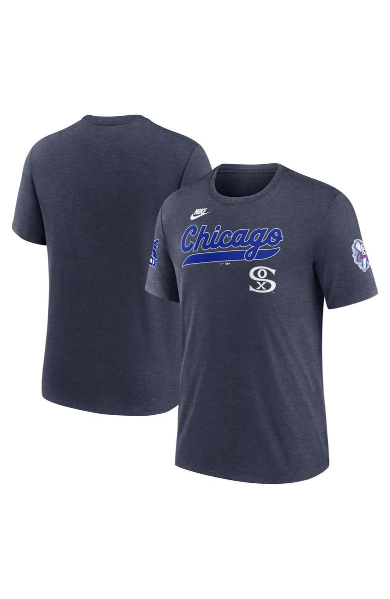 Nike Men's Nike Heather Navy Chicago White Sox Cooperstown Collection Eras Tri-Blend T-Shirt, Main, color, Heather Navy