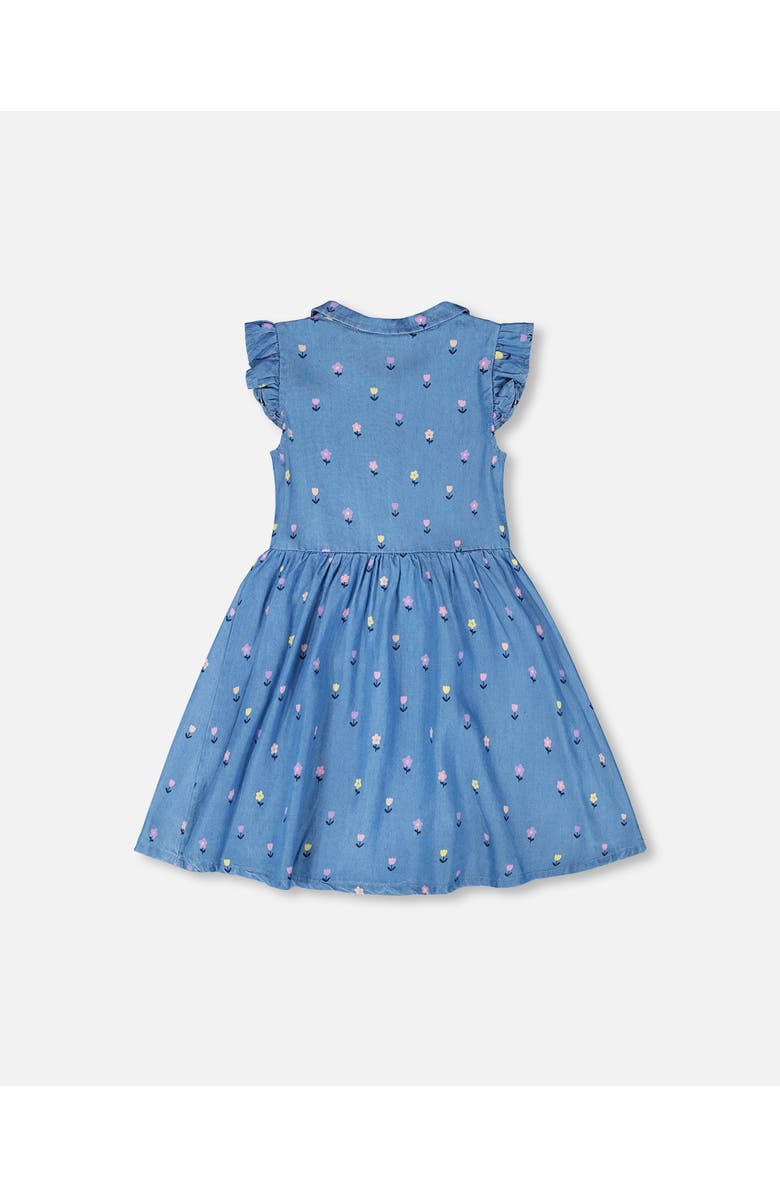 Deux par Deux Sleeveless Flower Button Down Dress, Alternate, color, Blue Floral Print