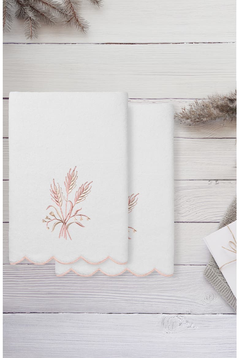 Whitney Scallop 2-Piece Bath Towel Set, Alternate, color, WHITE/ PINK