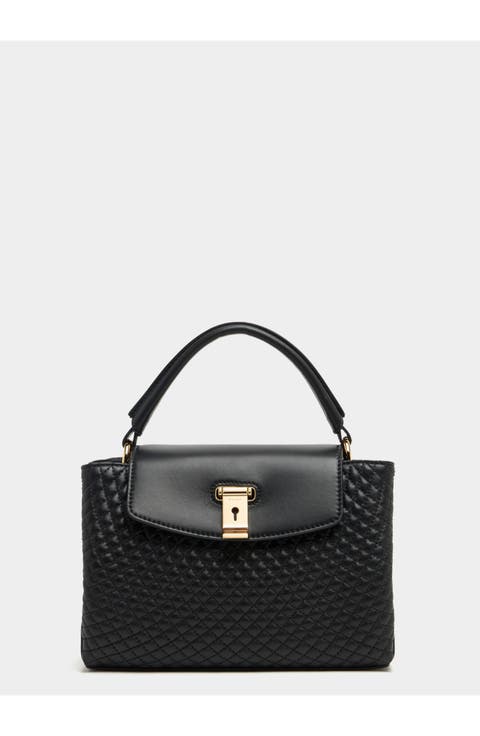 Lock Me Small Top Handle Bag In Quilted Leather