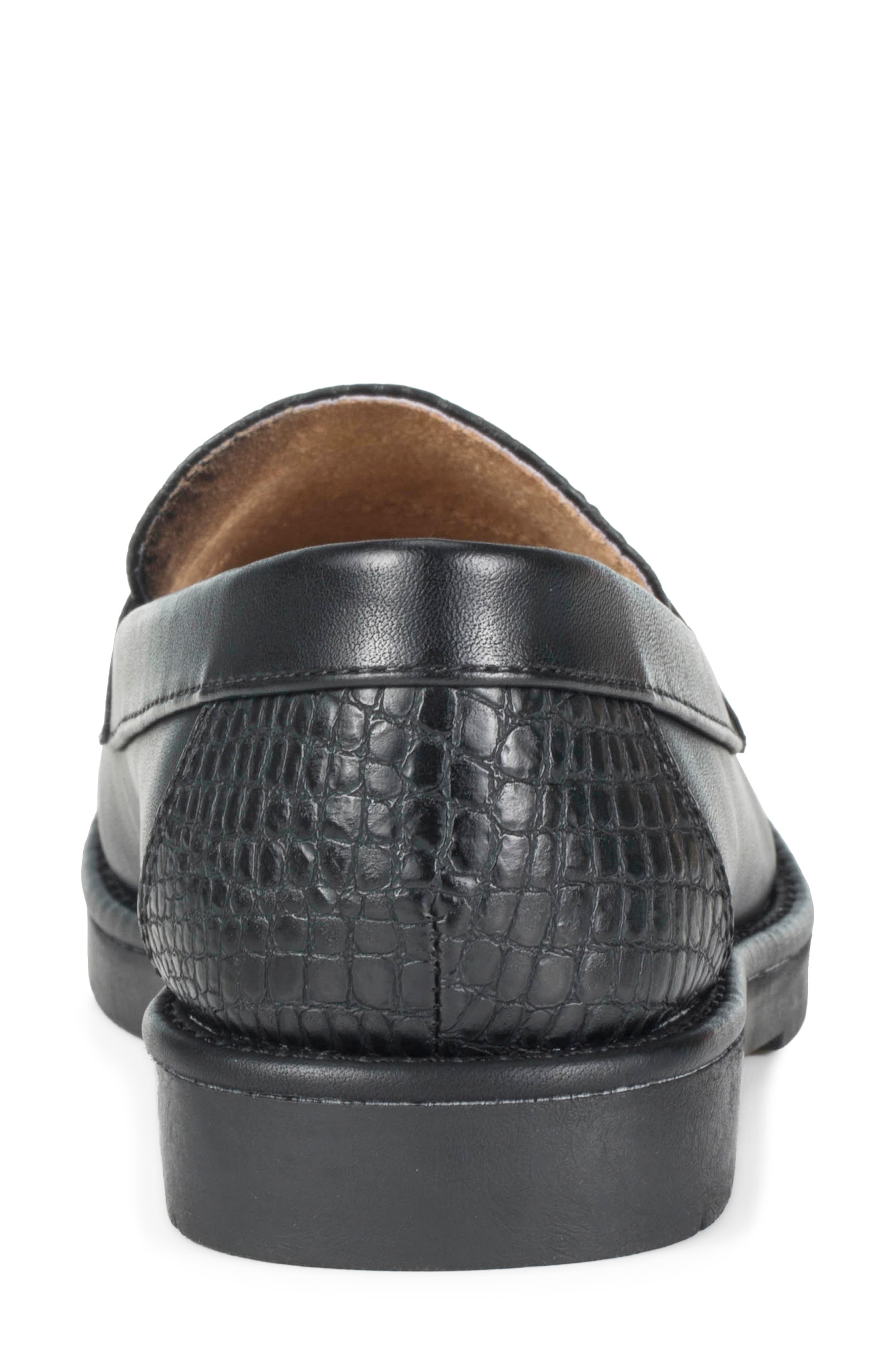 Calli Croc Embossed Faux Leather Loafer, Alternate, color, BLACK CROCO