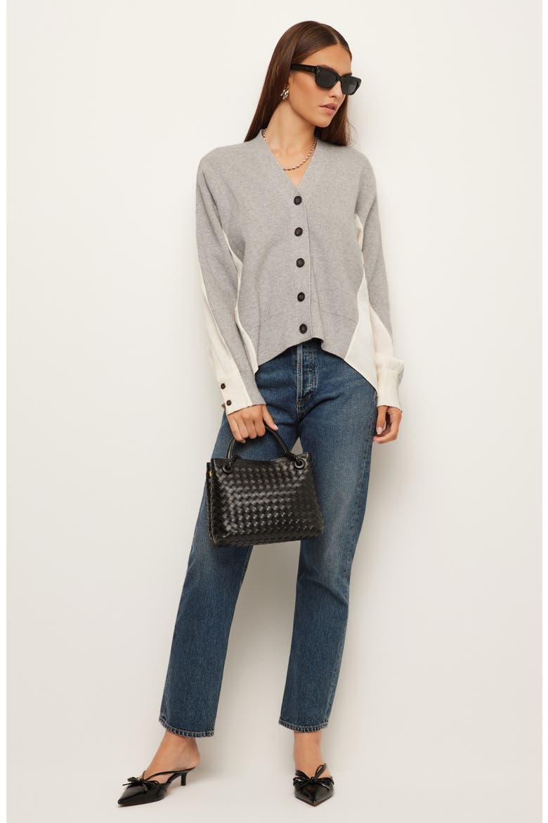 Celine Mixed Media Cardigan, Alternate, color, LIGHT HEATHER GRAY