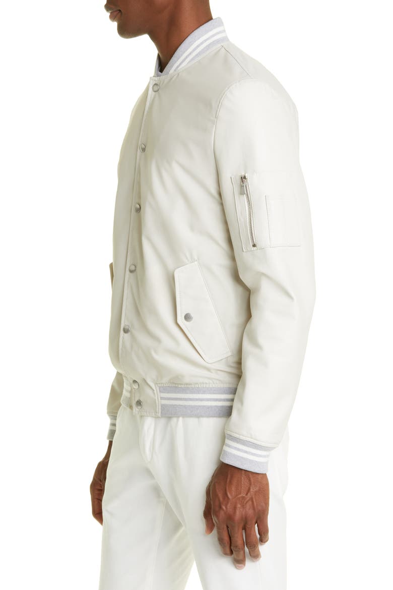 Storm System® Waterproof Mixed Media Bomber Jacket, Alternate, color, SAND AND IVORY