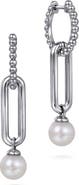 Gabriel & Co. Bujukan Pearl Sterling Silver Huggie Hoop Drop Earrings