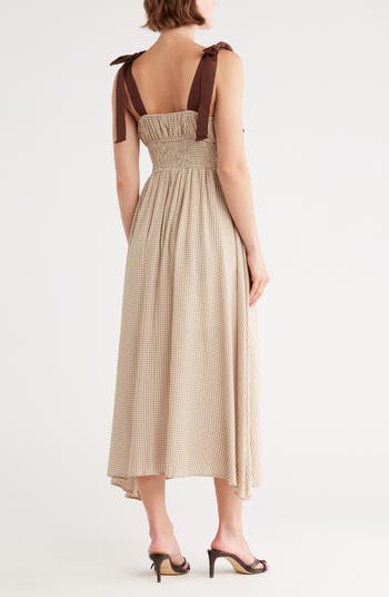 Gingham Tie Strap Fit & Flare Sundress