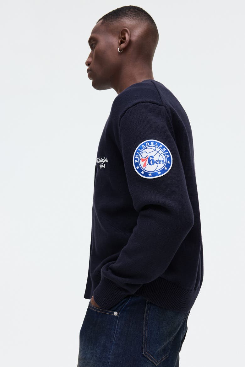 Regular Fit Embroidered-motif Cardigan, Alternate, color, Navy blue/NBA