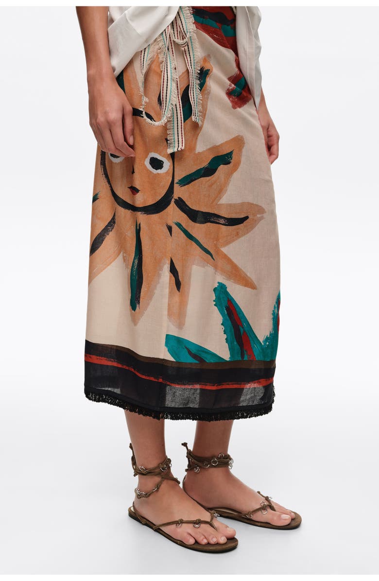 Bimba y Lola Positional Sun Midi Wrap Skirt, Alternate, color, Sun Positional