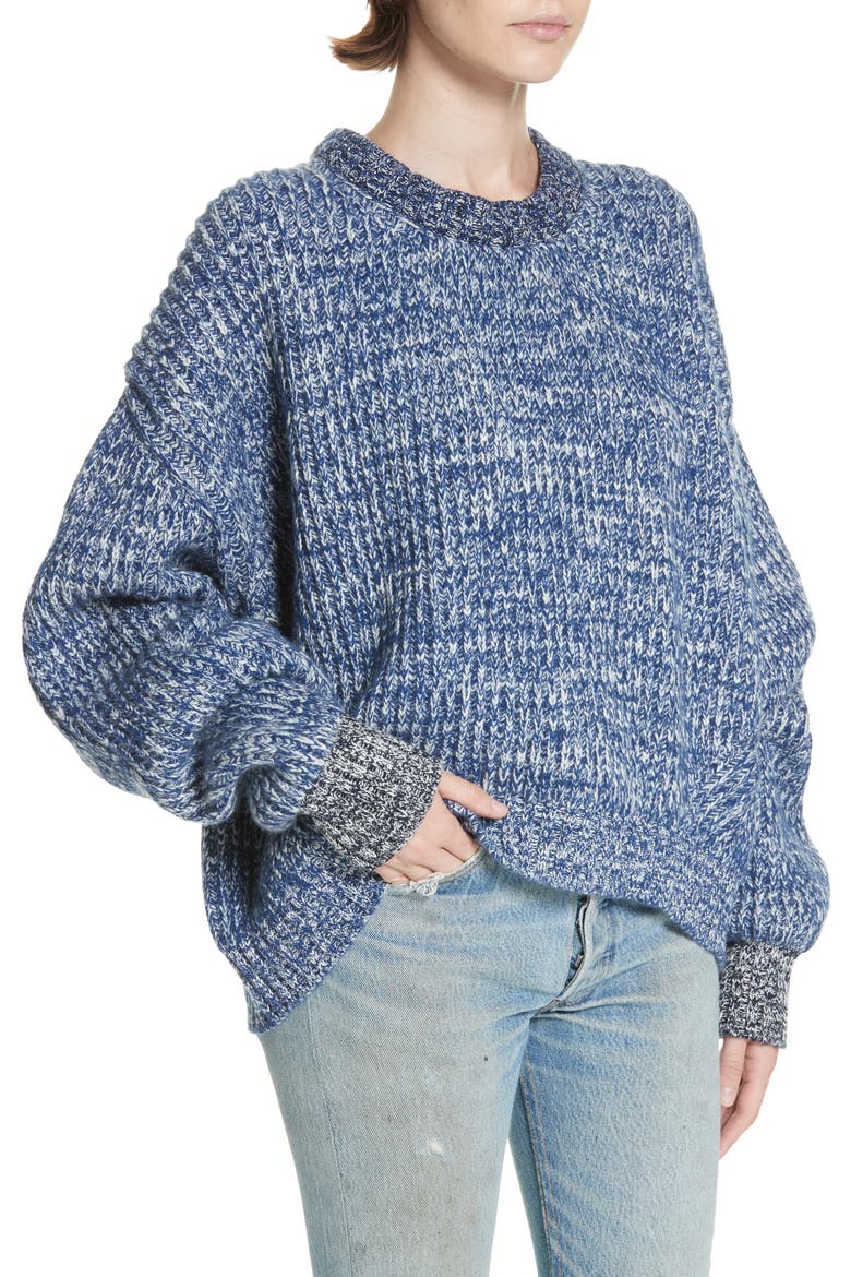 Mavie Chunky Wool & Cashmere Sweater, Alternate, color, BLUE MARL