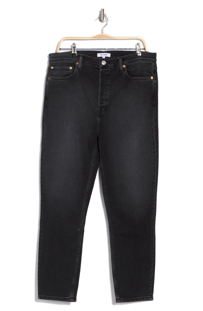Re/Done '90s High Waist Ankle Crop Slim Jeans, Main, color, Washed Noir