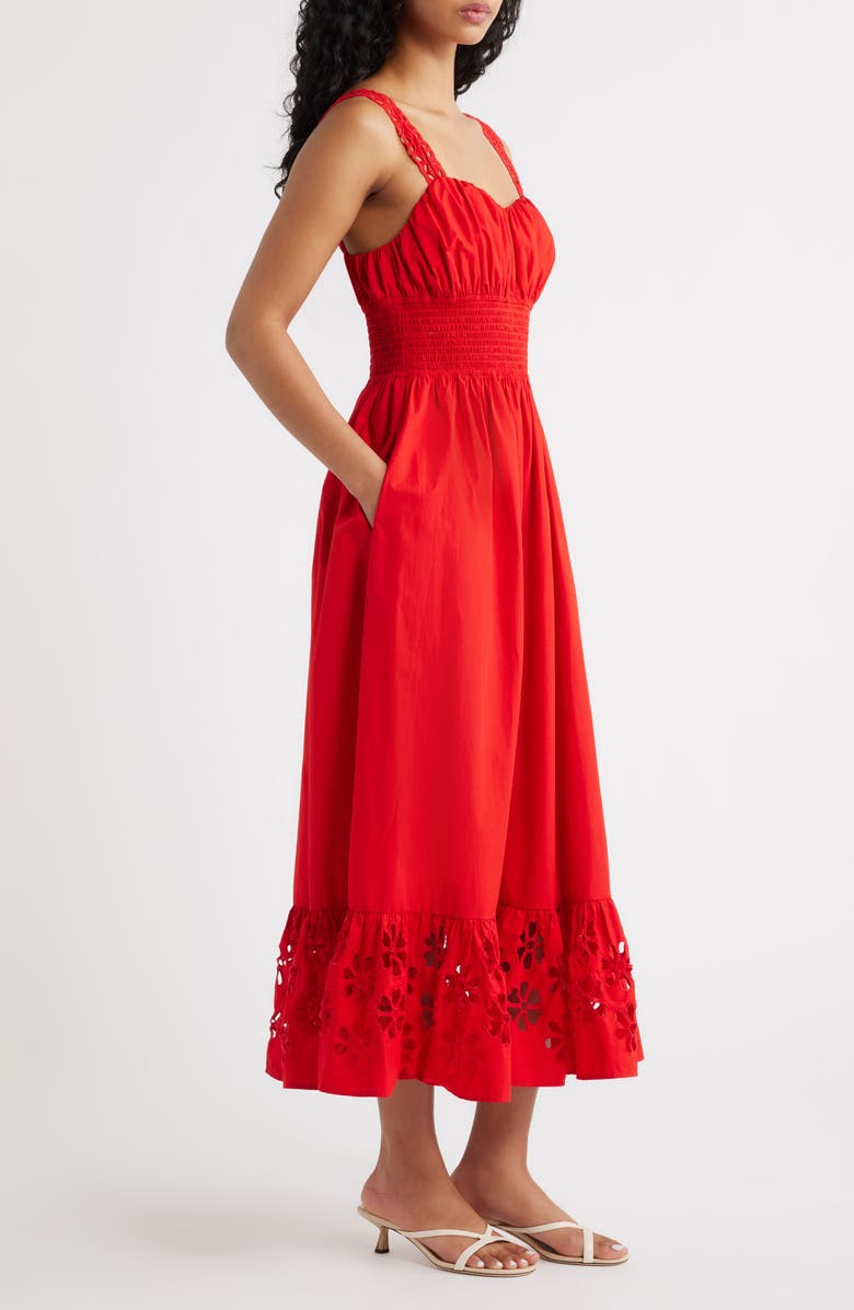 Rails Moira Smocked Back Sleeveless Maxi Dress, Alternate, color, Scarlet