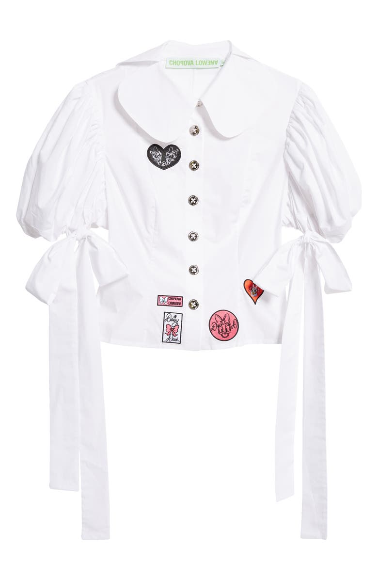 Chopova Lowena x Disney Canina Bedsheet Puff Sleeve Organic Cotton Top, Alternate, color, 