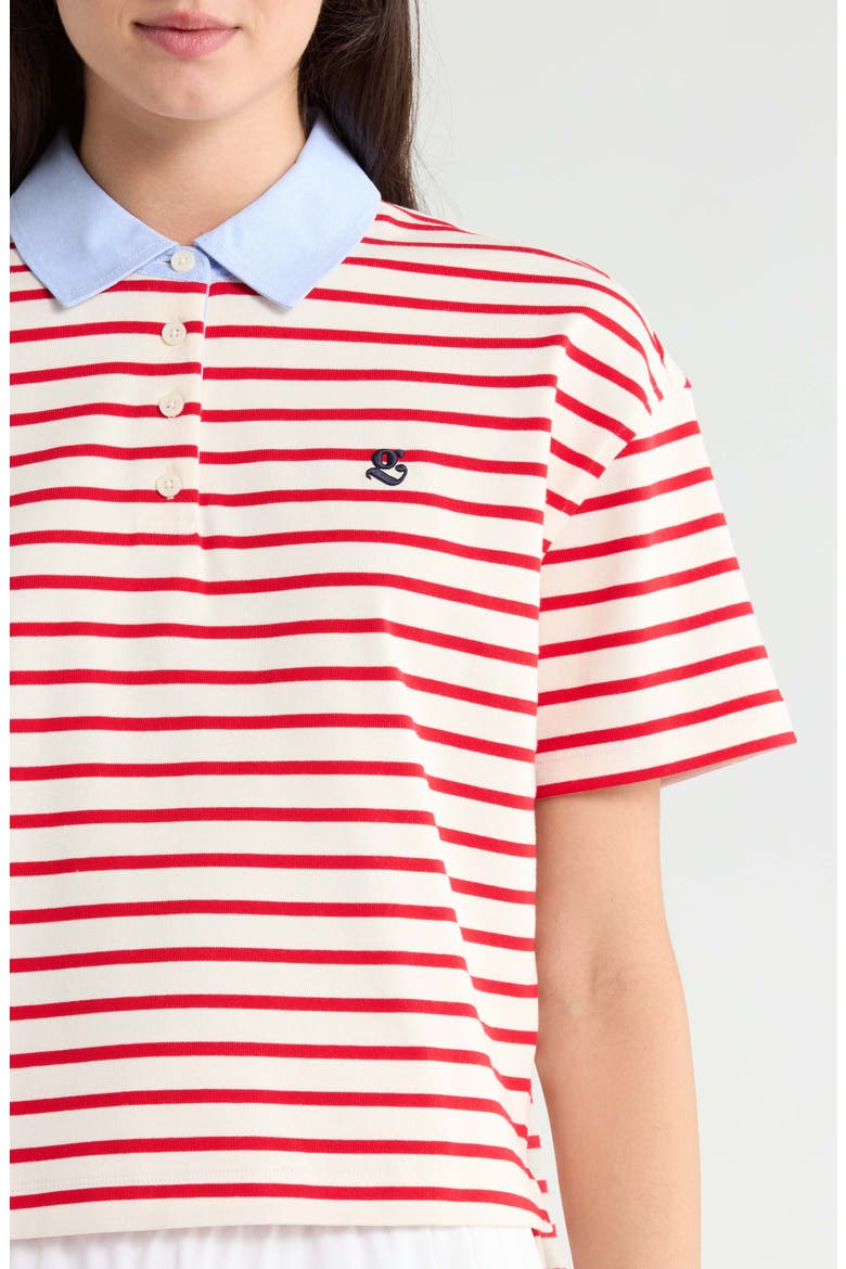 Fore Corners Boxy Rugby Shirt, Alternate, color, CHALK WHITE / LAVA