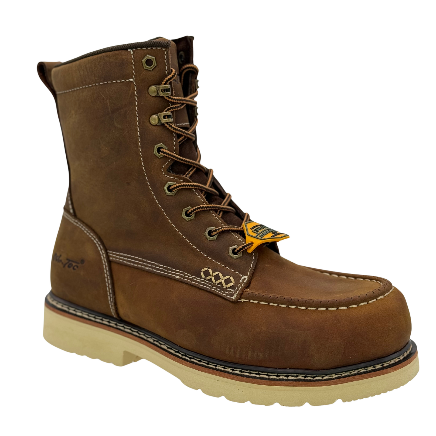 Apex 8" SR Moc-Toe Work Boots, Main, color, Crazy Horse