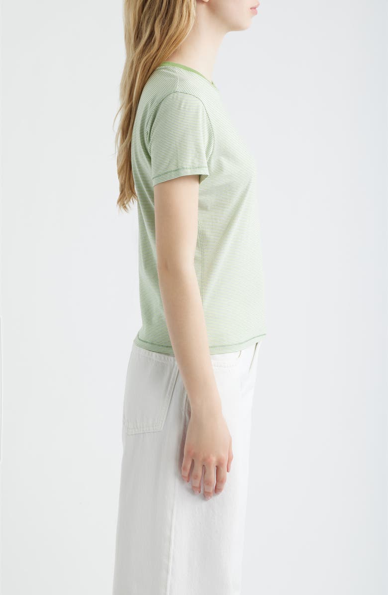 FRAME The Stripe Cotton Baby Tee, Alternate, color, Jade Green Multi