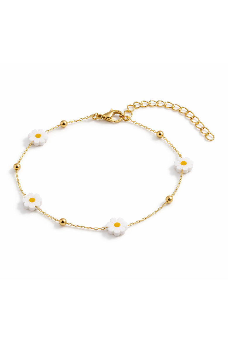 Gold-Flashed Daisy Chain Bracelet, Main, color, Gold