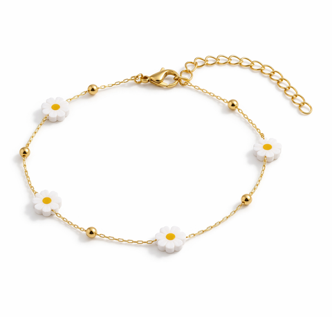 Gold-Flashed Daisy Chain Bracelet