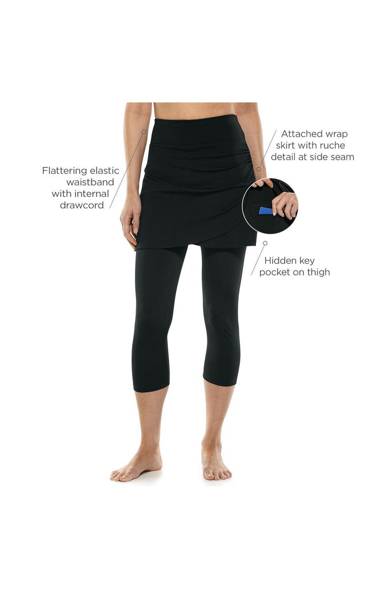 Coolibar Skirted Swim Capris - UPF 50+ Sun Protection - Kahula, Alternate, color, Black