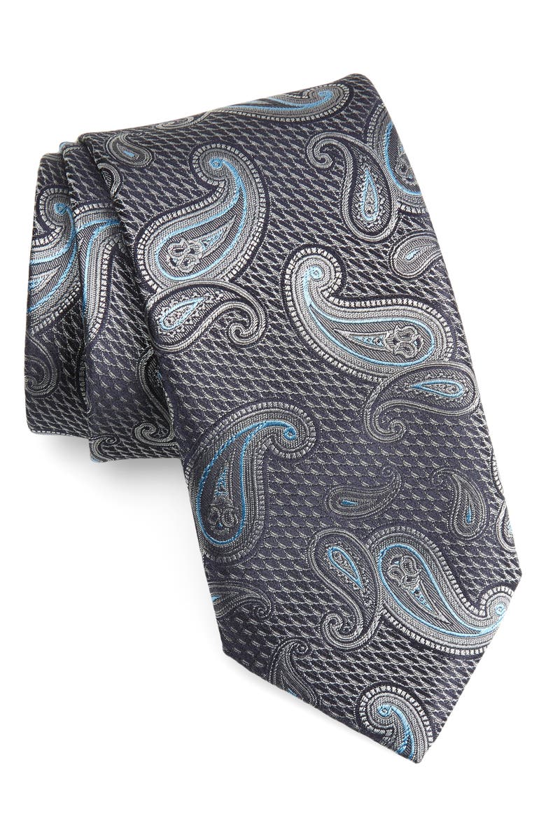 Canali Paisley Silk Tie, Main, color, 